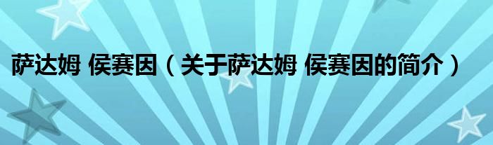 薩達姆 侯賽因（關(guān)于薩達姆 侯賽因的簡介）