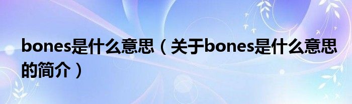 bones是什么意思（關(guān)于bones是什么意思的簡介）