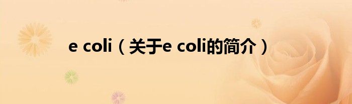 e coli（關(guān)于e coli的簡(jiǎn)介）