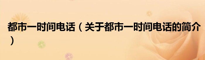 都市一時間電話（關于都市一時間電話的簡介）