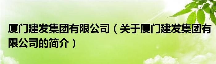 廈門建發(fā)集團(tuán)有限公司（關(guān)于廈門建發(fā)集團(tuán)有限公司的簡介）