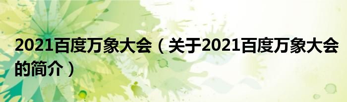 2021百度萬(wàn)象大會(huì)（關(guān)于2021百度萬(wàn)象大會(huì)的簡(jiǎn)介）