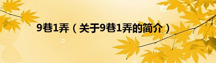 9巷1弄（關(guān)于9巷1弄的簡(jiǎn)介）