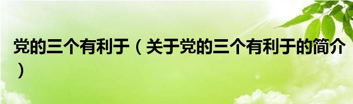 黨的三個(gè)有利于（關(guān)于黨的三個(gè)有利于的簡(jiǎn)介）