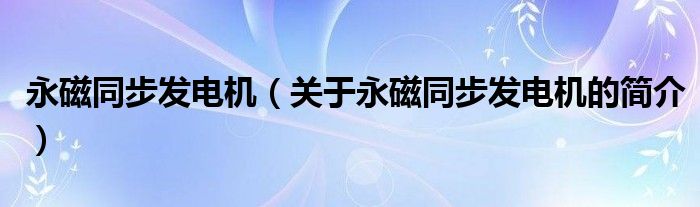 永磁同步發(fā)電機(jī)（關(guān)于永磁同步發(fā)電機(jī)的簡介）