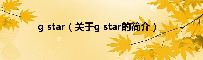 g star（關(guān)于g star的簡介）