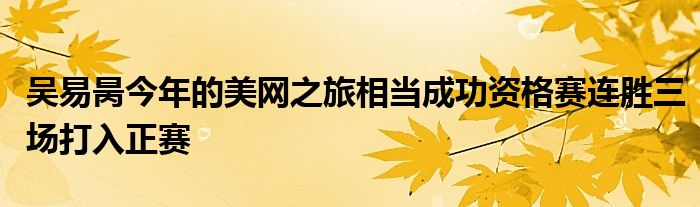 吳易昺今年的美網(wǎng)之旅相當(dāng)成功資格賽連勝三場(chǎng)打入正賽