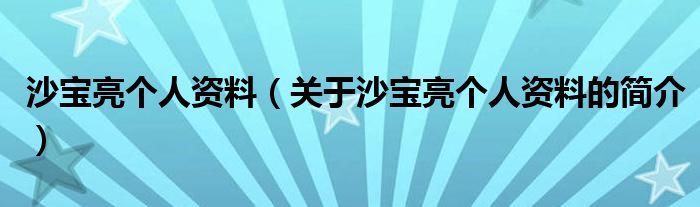 沙寶亮個人資料（關(guān)于沙寶亮個人資料的簡介）