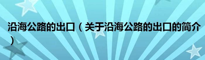 沿海公路的出口（關(guān)于沿海公路的出口的簡(jiǎn)介）