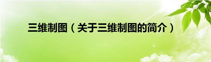 三維制圖（關(guān)于三維制圖的簡(jiǎn)介）