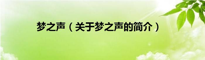 夢之聲（關(guān)于夢之聲的簡介）