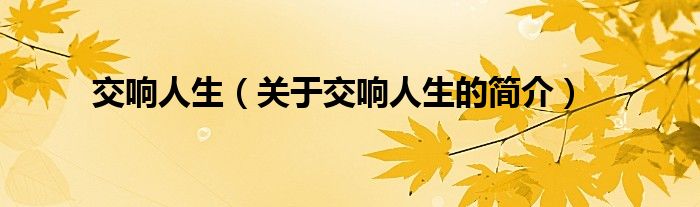 交響人生（關(guān)于交響人生的簡(jiǎn)介）