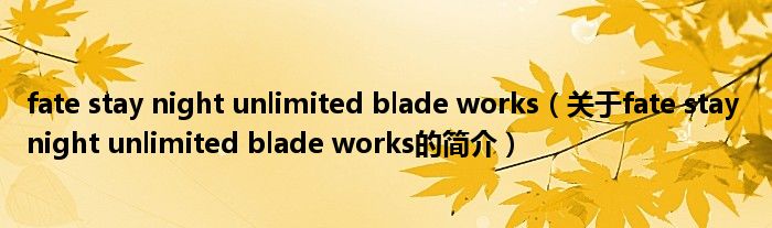 fate stay night unlimited blade works（關(guān)于fate stay night unlimited blade works的簡(jiǎn)介）