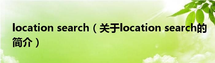 location search（關(guān)于location search的簡介）