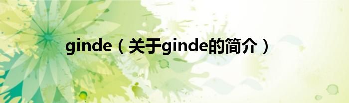 ginde（關(guān)于ginde的簡介）