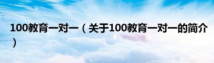 100教育一對(duì)一（關(guān)于100教育一對(duì)一的簡介）