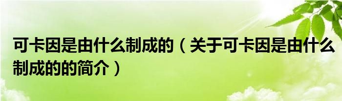 可卡因是由什么制成的（關(guān)于可卡因是由什么制成的的簡(jiǎn)介）