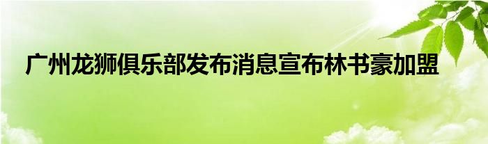 廣州龍獅俱樂(lè)部發(fā)布消息宣布林書豪加盟