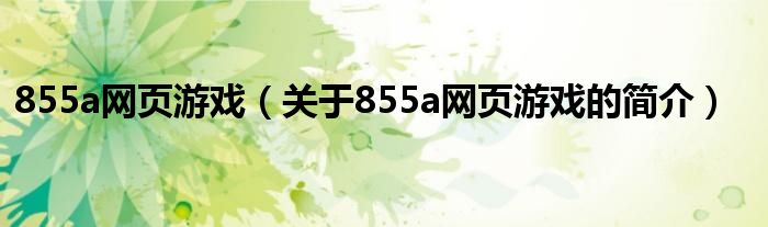 855a網(wǎng)頁游戲（關(guān)于855a網(wǎng)頁游戲的簡介）