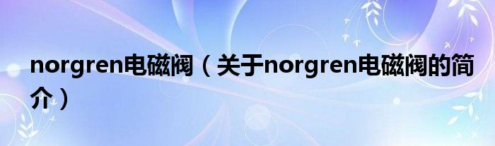 norgren電磁閥（關(guān)于norgren電磁閥的簡(jiǎn)介）