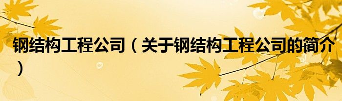 鋼結(jié)構(gòu)工程公司（關于鋼結(jié)構(gòu)工程公司的簡介）