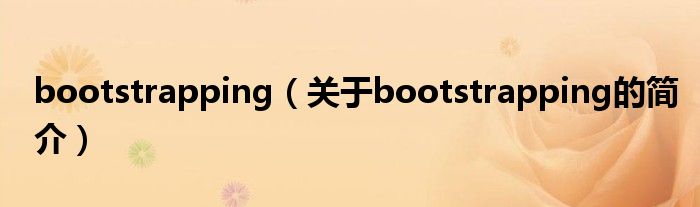 bootstrapping（關于bootstrapping的簡介）