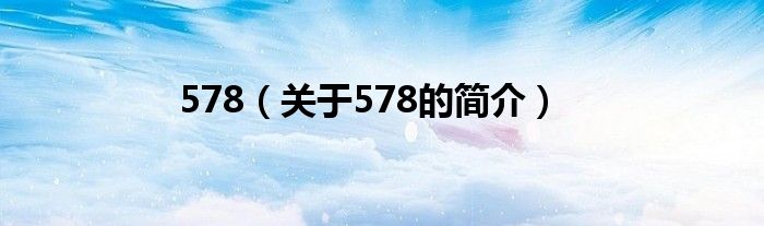 578（關(guān)于578的簡介）