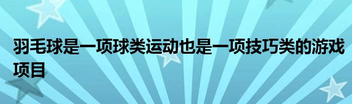 羽毛球是一項球類運動也是一項技巧類的游戲項目