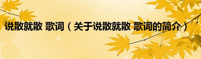 說散就散 歌詞（關(guān)于說散就散 歌詞的簡(jiǎn)介）