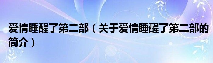 愛情睡醒了第二部（關(guān)于愛情睡醒了第二部的簡介）