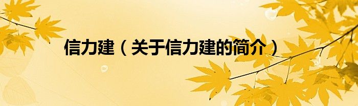 信力建（關(guān)于信力建的簡介）