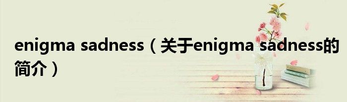 enigma sadness（關(guān)于enigma sadness的簡介）