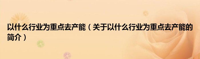 以什么行業(yè)為重點去產能（關于以什么行業(yè)為重點去產能的簡介）