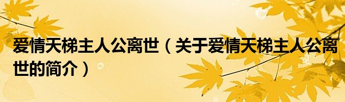 愛情天梯主人公離世（關(guān)于愛情天梯主人公離世的簡介）