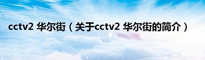 cctv2 華爾街（關于cctv2 華爾街的簡介）