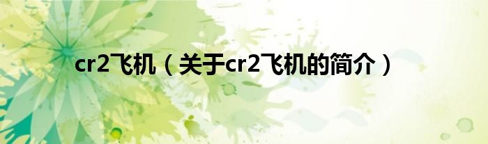 cr2飛機(jī)（關(guān)于cr2飛機(jī)的簡介）