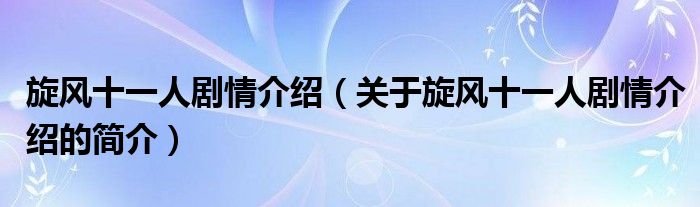 旋風十一人劇情介紹（關于旋風十一人劇情介紹的簡介）