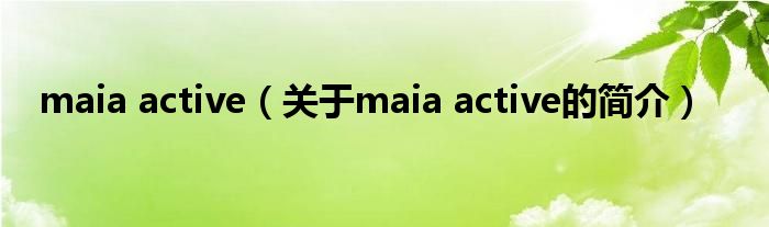 maia active（關于maia active的簡介）