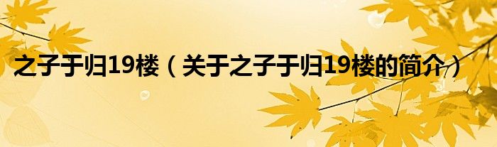 之子于歸19樓（關(guān)于之子于歸19樓的簡(jiǎn)介）