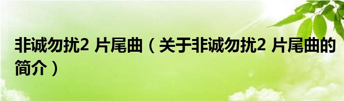 非誠(chéng)勿擾2 片尾曲（關(guān)于非誠(chéng)勿擾2 片尾曲的簡(jiǎn)介）