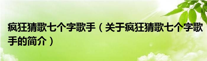 瘋狂猜歌七個(gè)字歌手（關(guān)于瘋狂猜歌七個(gè)字歌手的簡介）