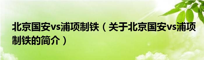 北京國安vs浦項制鐵（關(guān)于北京國安vs浦項制鐵的簡介）