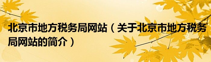 北京市地方稅務局網(wǎng)站（關于北京市地方稅務局網(wǎng)站的簡介）