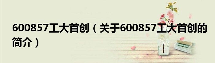 600857工大首創(chuàng)（關(guān)于600857工大首創(chuàng)的簡(jiǎn)介）