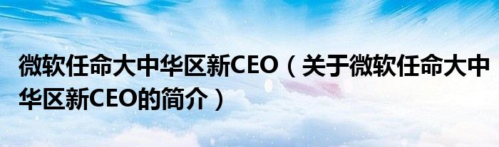 微軟任命大中華區(qū)新CEO（關(guān)于微軟任命大中華區(qū)新CEO的簡(jiǎn)介）