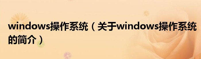 windows操作系統(tǒng)（關(guān)于windows操作系統(tǒng)的簡(jiǎn)介）