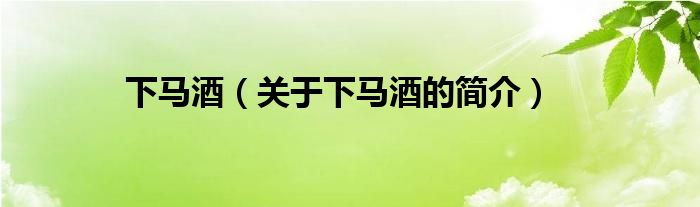 下馬酒（關(guān)于下馬酒的簡(jiǎn)介）