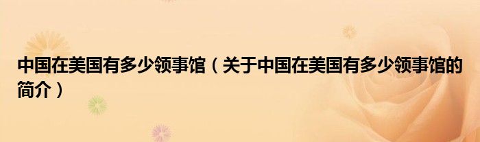 中國(guó)在美國(guó)有多少領(lǐng)事館（關(guān)于中國(guó)在美國(guó)有多少領(lǐng)事館的簡(jiǎn)介）