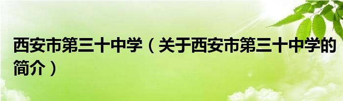 西安市第三十中學（關(guān)于西安市第三十中學的簡介）