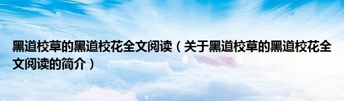 黑道校草的黑道校花全文閱讀（關(guān)于黑道校草的黑道?；ㄈ拈喿x的簡介）